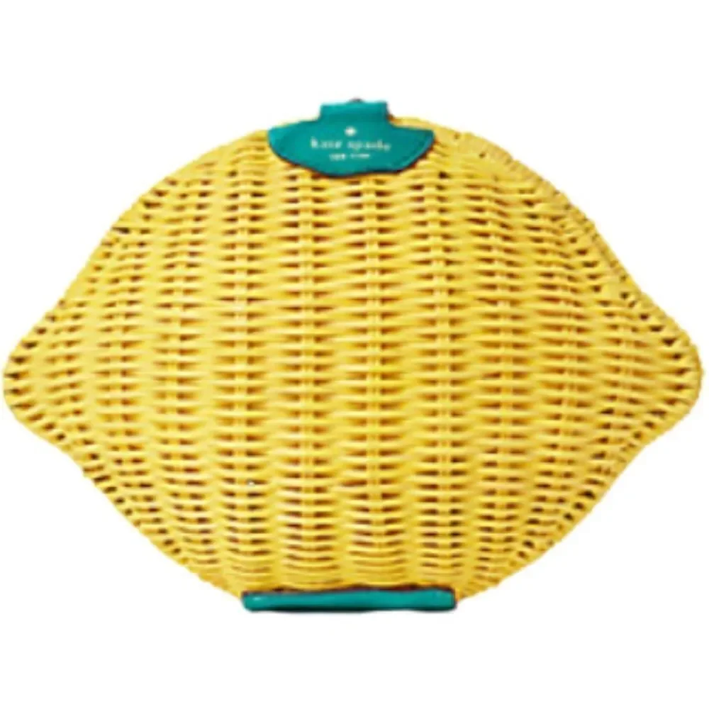 YELLOW AND GREEN KATE SPADE PICNIC PERFECT LEMON WICKER CROSSBODY BAG SUMMER - Picture 4 of 15